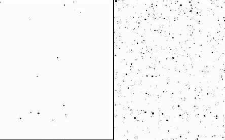 image comparative d'un ciel vu  l'il nu et celui vu dans un instrument