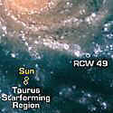 localisation de RCW49 et Taurus