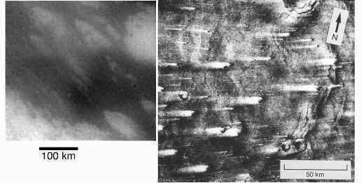 Les trois plus petites images montrent des dtails de certaines marques vues dans la scne plus grande.
